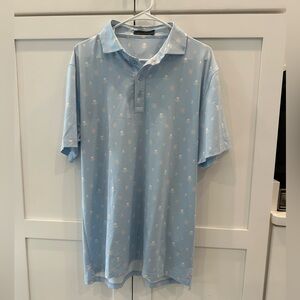 G/FORE Light Blue Polo with Micro Skull Motif